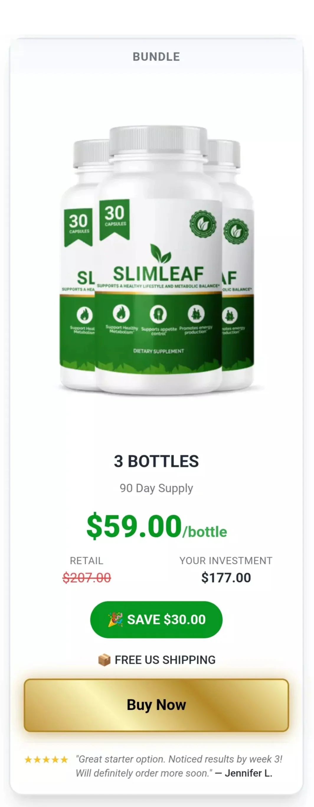 SlimLeaf™ 3 bottles pricing
